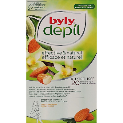 Восковые полоски Byly Для депиляции чувствительной кожи тела с Миндалем и Ванилью 20 шт (8411104043367) Винница - изображение 1