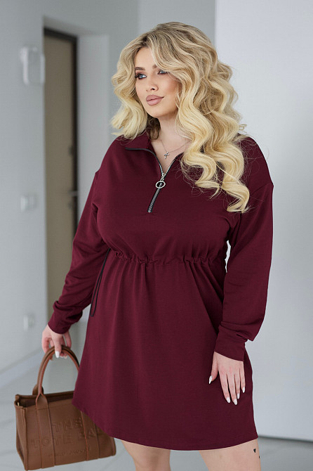 Трикотажне плаття оверсайз на кулісці "Answer" |  Норма та батал Марсала, 54-56 Київ - фото 3