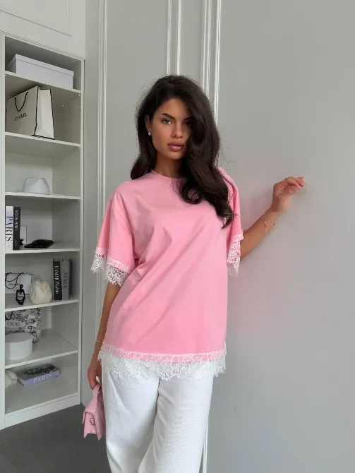 Женская oversize футболка с кружевом - трендовая футболка Одесса - изображение 8