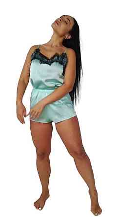 Піжама жіноча шовкова Блакитний майка і шорти 48 Харків