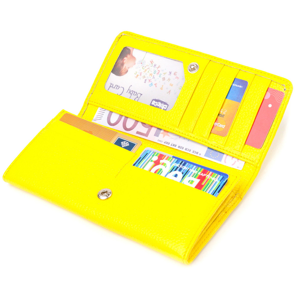 Яркий молодежный кошелек из натуральной кожи флотар CANPELLINI 21612 Лимонный Киев - изображение 5