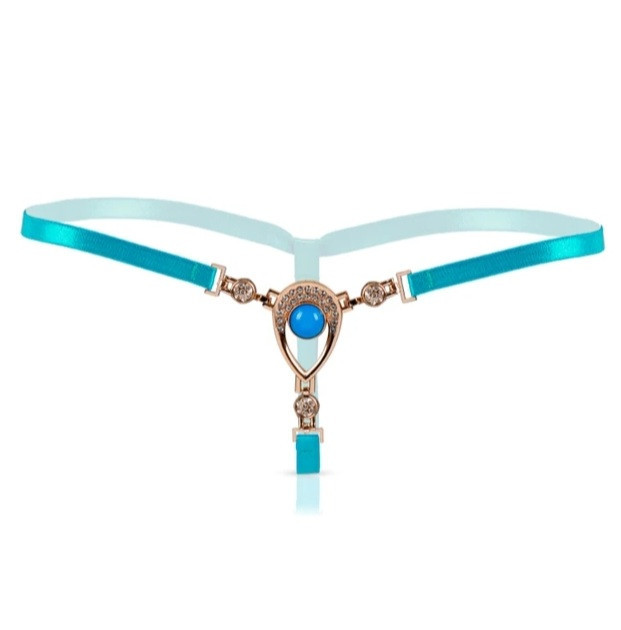 Трусики з камінням жіночі еротичні універсальний бірюзовий Київ - фото 1