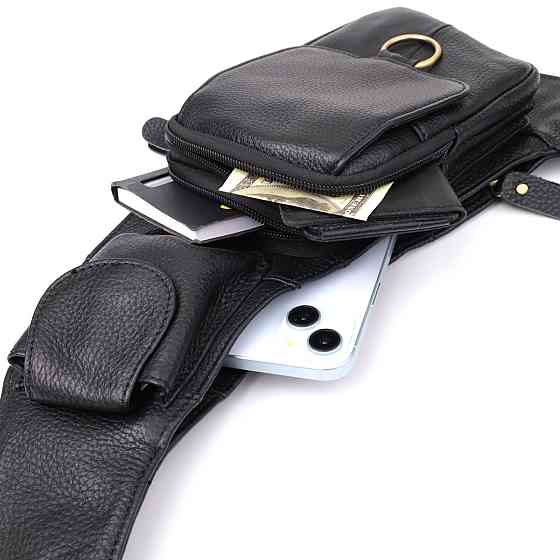 Сумка через плечо из натуральной кожи Vintage 22958 Черный Киев