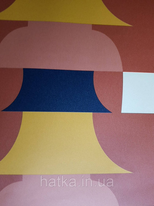 Шпалери вінілові Lutece Bensimon абстракція геометрія фігури яскраві жовті рожеві чорні на теракотовому Київ - фото 2