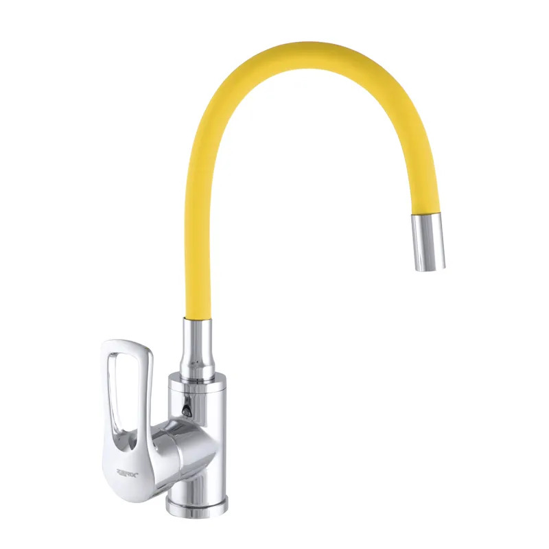 Змішувач для кухні Zerix SAR 181 із жовтим силіконовим виливом (ZX2670) Київ - фото 1