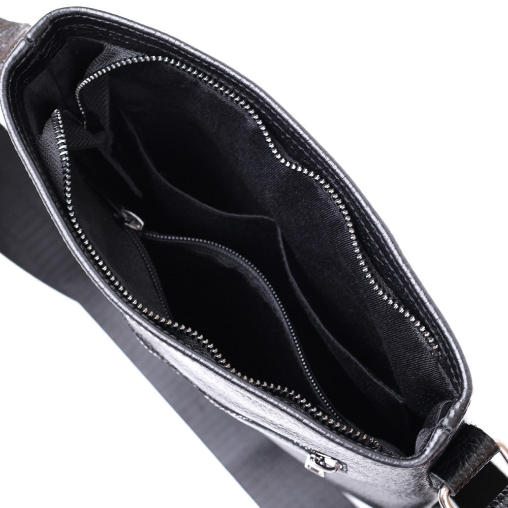 Шкіряна стильна чоловіча сумка через плече SHVIGEL 11604 Чорний Київ - фото 4