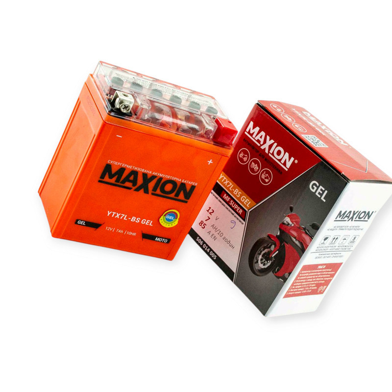 Акб (112x68x130) високий гелевий MAXION помаранчевий 12V7A Мукачево - фото 1