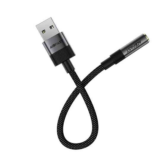 Аудио кабель ACEFAST J13 USB-A to 3.5mm female, nylon braid, 0.15m, Black Одесса