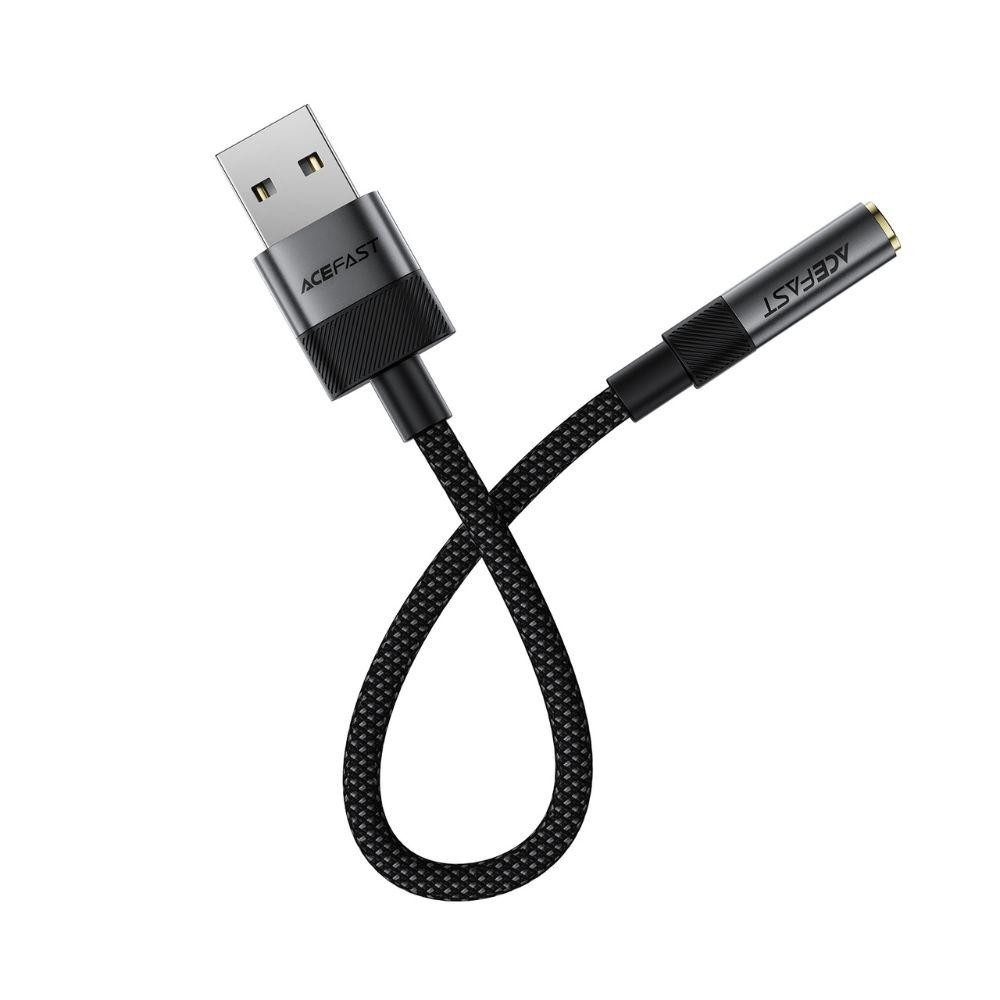 Аудио кабель ACEFAST J13 USB-A to 3.5mm female, nylon braid, 0.15m, Black Одесса - изображение 4