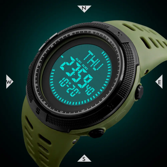 Часы мужские спортивные с компасом Skmei 1254 Compass (Зеленый) Винница