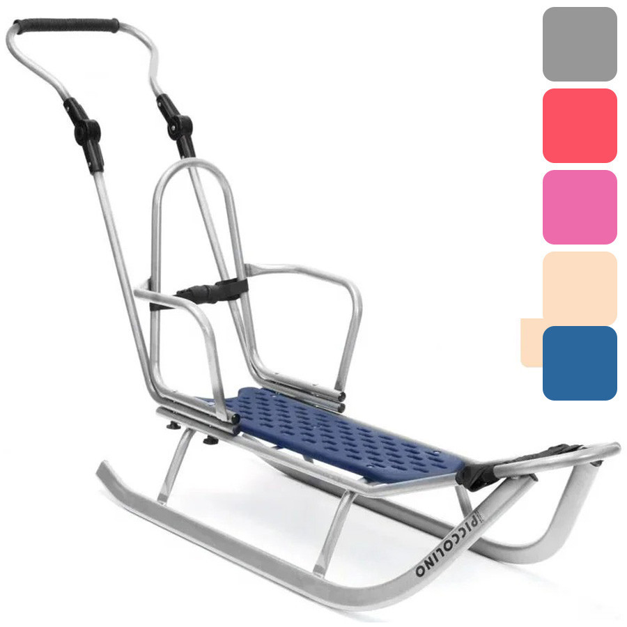 Санки дитячі Adbor Piccolino металеві зі спинкою і регульованою ручкою, для дітей Сірий Київ - фото 1