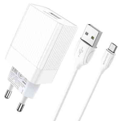 Зарядное устройство BOROFONE BA47A USB QC3.0 18W + cable USB to Micro 5P white (6931474728302) Винница