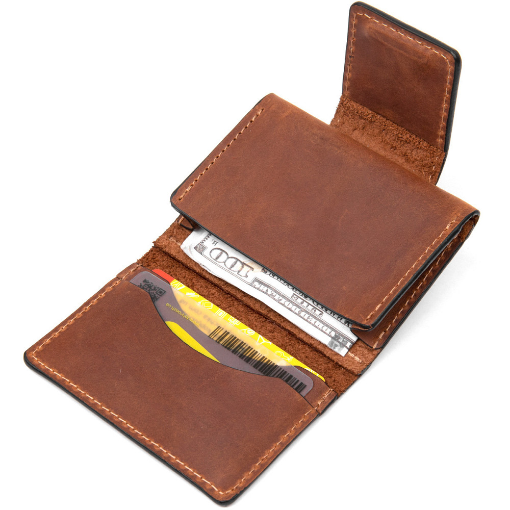 Кожаная винтажная визитница GRANDE PELLE 11406 Коричневый Киев - изображение 7