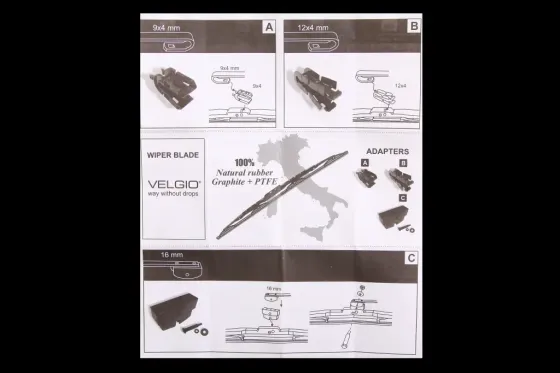 Щетка стеклоочистителя для грузовиков 65 см (26) Velgio Cargo (3 адаптера) Винница