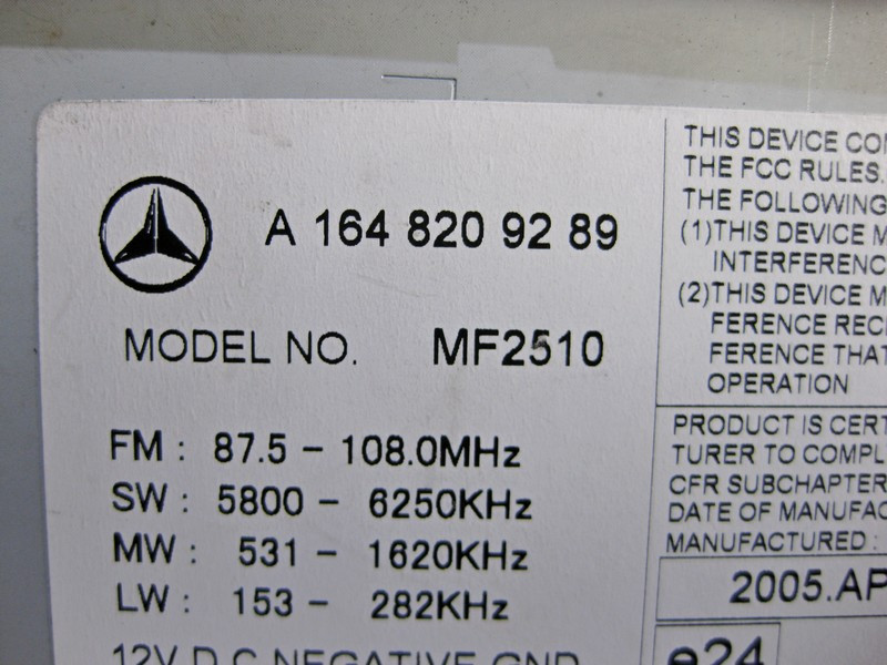 Mercedes-Benz  A1648209289 Аудіосистема AUDIO 20 для ML W164 GL X164 Одеса - фото 4