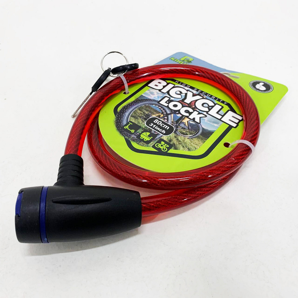 Замок велосипедный KIHUU LOCK 187, 12*80 тросовый, 2 ключа. Цвет: красный NI-19 Львов - изображение 1