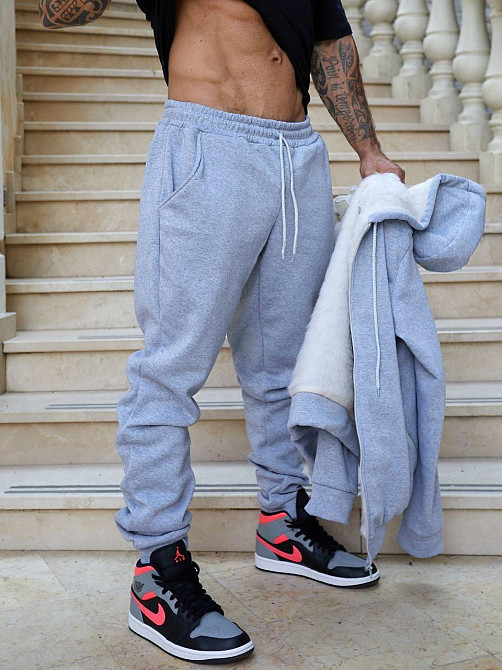 Мужской теплый костюм двойка трехнитка на флисе с мехом овчины Меланж, 44 Одесса - изображение 5