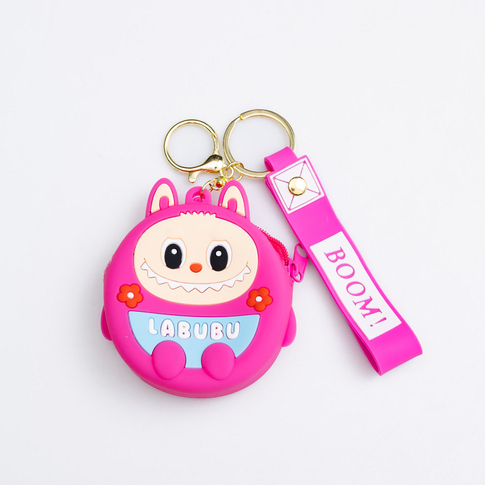 Дитячий гаманець-брелок Лабубу 7,5×7×2,5 (см з ремінцем і карабіном Рожевий HP-55-15P Коломыя - изображение 1