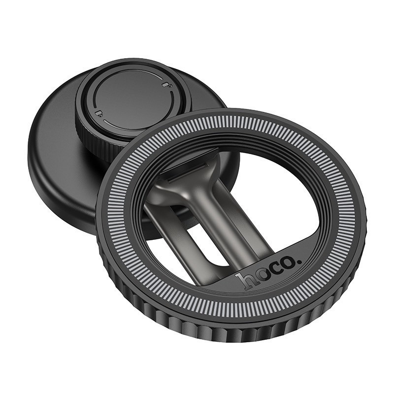 Автомобильный держатель для телефона HOCO H77 View folding magnetic ring car holder (center console) Black Metal Gray Одесса - изображение 4