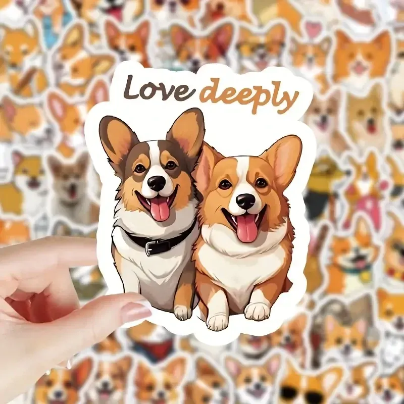 Набор наклеек «Корги» – 50 шт. виниловые водостойкие стикеры с милыми собачками Киев - изображение 8
