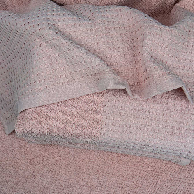 Комплект махровых полотенец Вафельный Бордюр 3шт GM Textile 50х90см, 50х90см, 70х140см 500г/м2 (Розо Сумы - изображение 2