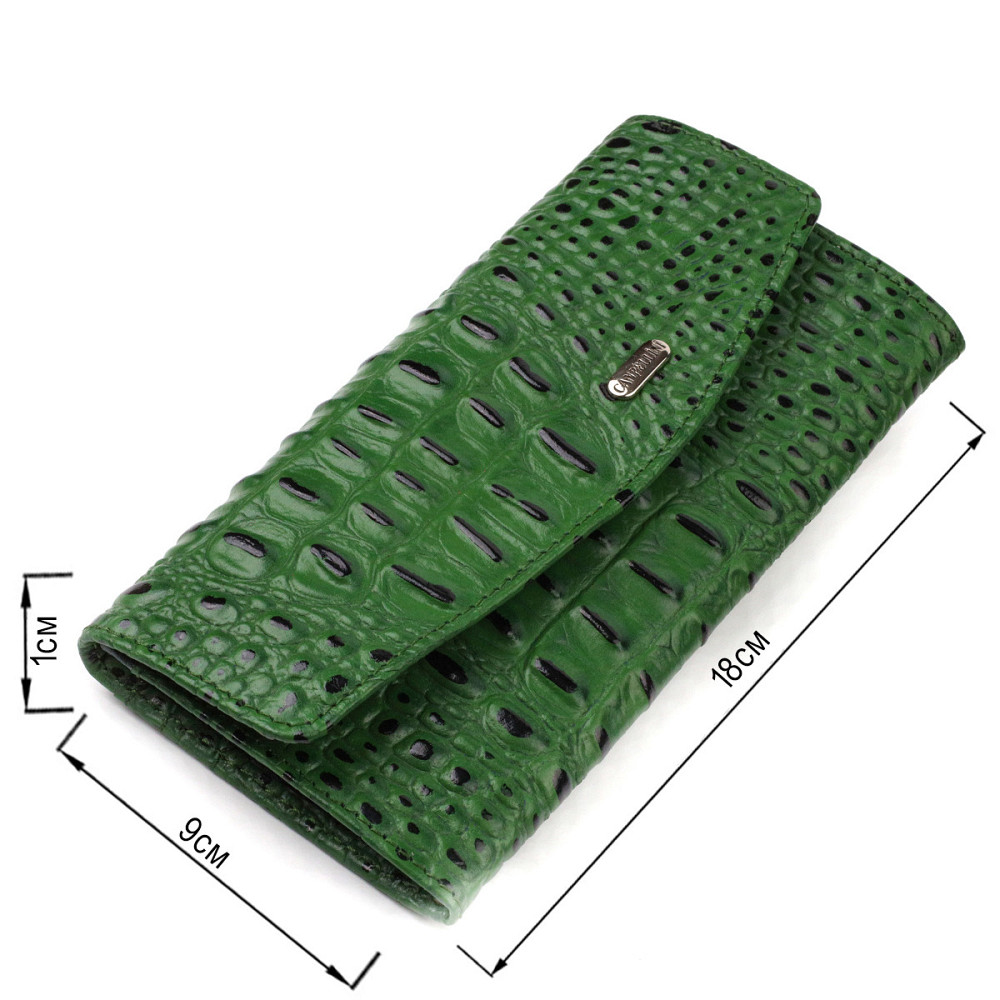 Портмоне для женщин из натуральной кожи с тиснением под крокодила CANPELLINI 21701 Зеленое Киев - изображение 3