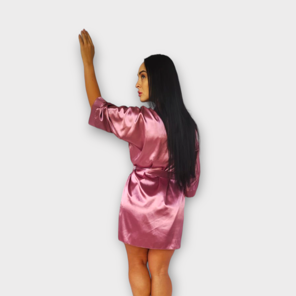 Халат женский атласный под пояс темно Розовый (фрез) XL/XXL Харьков - изображение 4