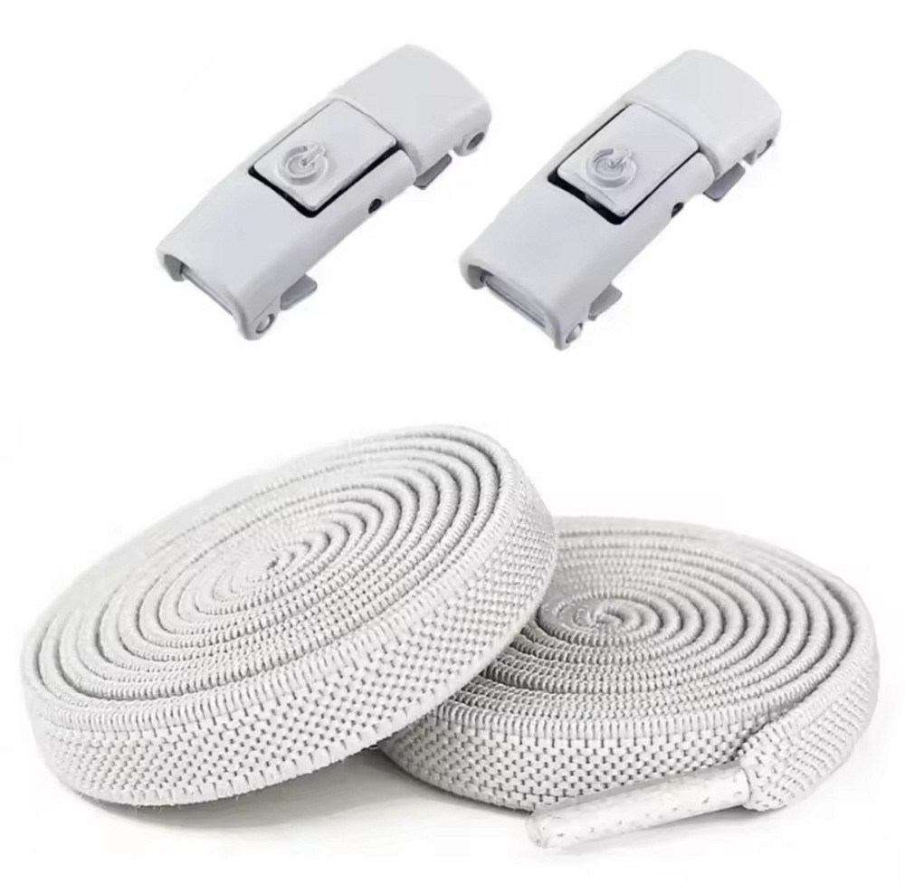 Еластичні шнурки без зав'язок з металевими застібками в колір Білий Сміла - фото 2