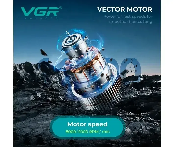 Профессиональная машинка для стрижки VGR V-668 With 3 Cover, 11000 об/мин, 6 насадок, кейс Одесса - изображение 9