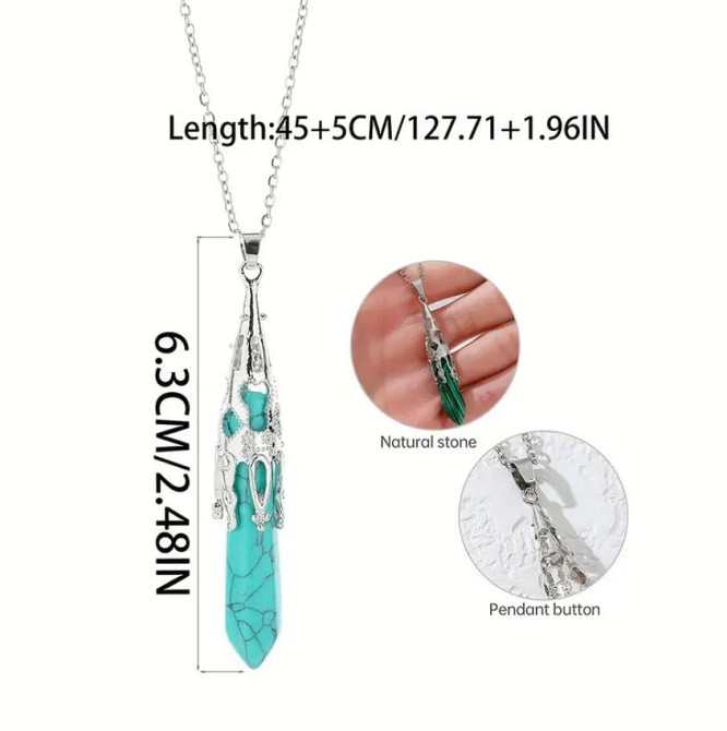 Кулон-маятник из натурального камня бирюзы (6 см) – подвеска для балансировки чакр. Киев - изображение 3