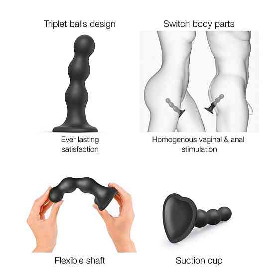Насадка для страпона Strap-On-Me Dildo Plug Balls Black M Sex Aura Київ