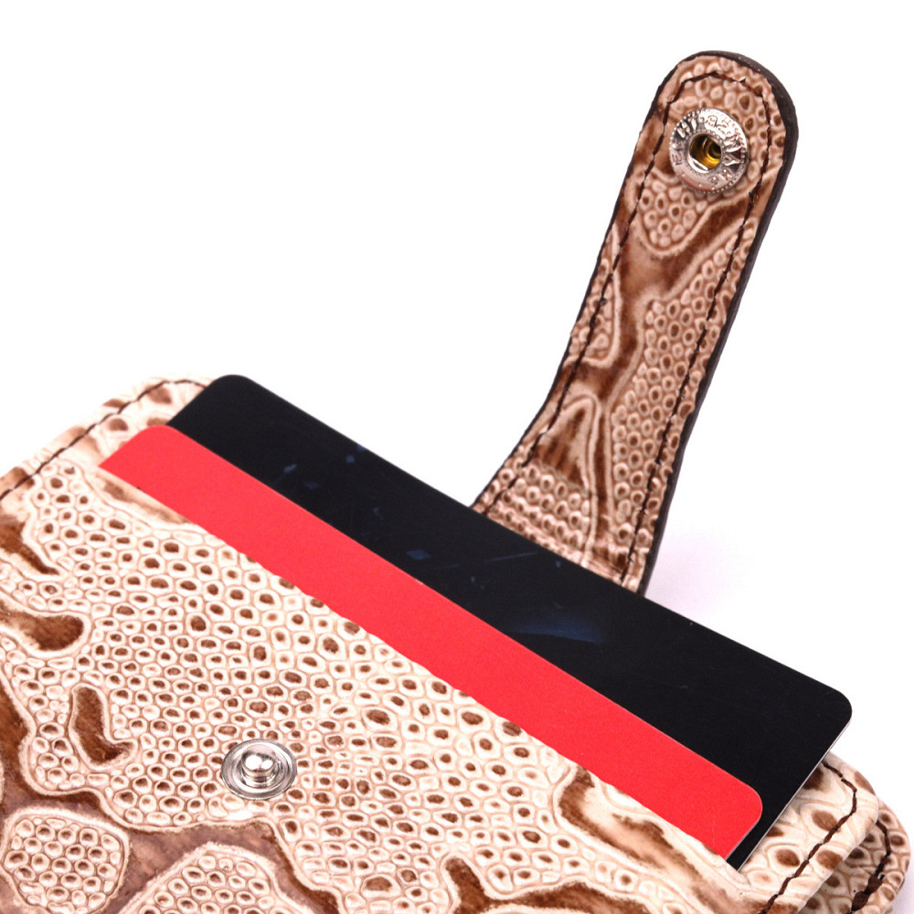 Візитниця із натуральної фактурної шкіри під змію KARYA 20962 Бежевий Київ - фото 5