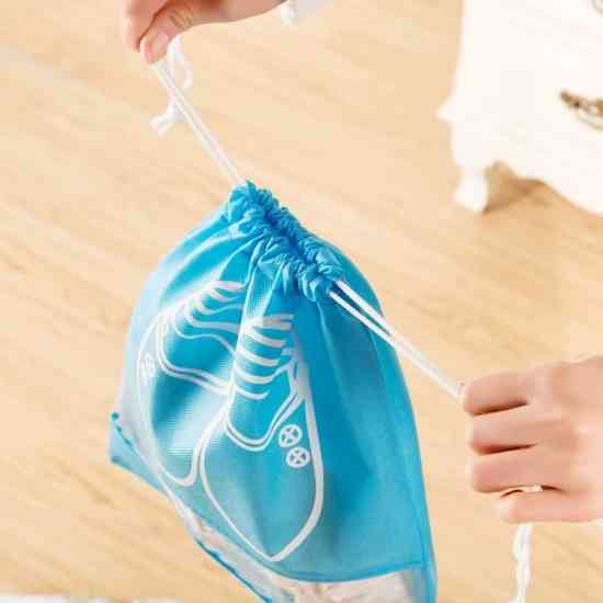 Сумка для взуття на завязках із віконцем синя 41х31см Вінниця