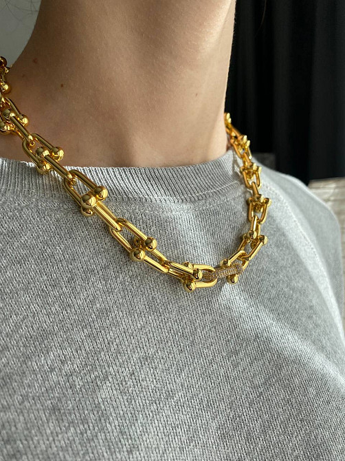 Tiffany Тиффани цепь подвеска крупная позолота / упакована в мешочек Tiffany Одесса - изображение 5