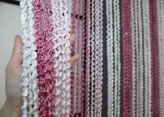 Штори-нитки спіраль з люрексом Білий з малиново-рожевим 300х300см 1 шт (61-057) Київ