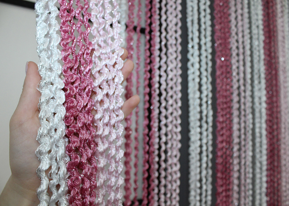 Штори-нитки спіраль з люрексом Білий з малиново-рожевим 300х300см 1 шт (61-057) Київ - фото 5