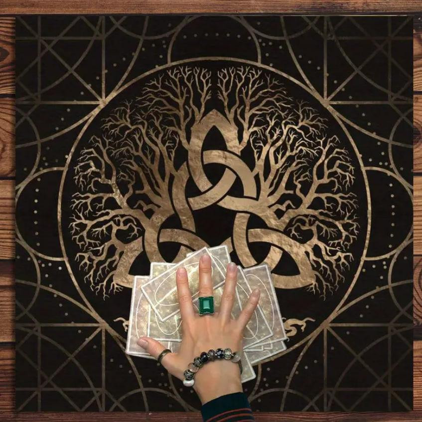 Алтарная скатерть для карт Таро и Рун древо жизни.. Скатерть для гадания 49*49 см. Скатерть кельский Киев - изображение 2