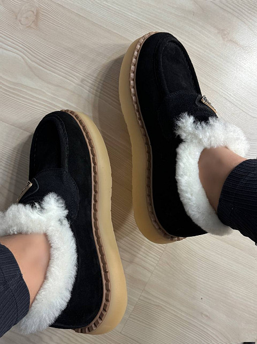 Черевики жіночі Hengji 69-2 лофери замшеві на хутрі чорні, 40, 25 см Київ - фото 3