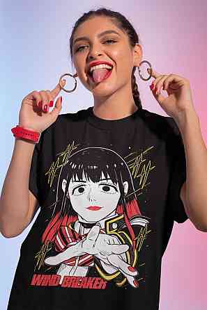 Футболка для мальчика аниме Винд Бреакер Гифтс Теен оверсайз (рост от 165 до 180 ) Черний AnimeJ0553m Днепр