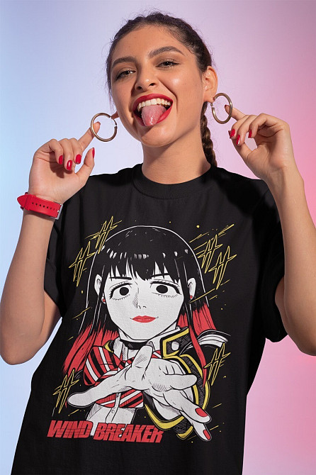 Футболка для хлопчика з аніме принтом Вінд Бреакер Гіфтс Теен оверсайз (зріст від 165 до 180) Чорний AnimeJ0553m Дніпро - фото 2