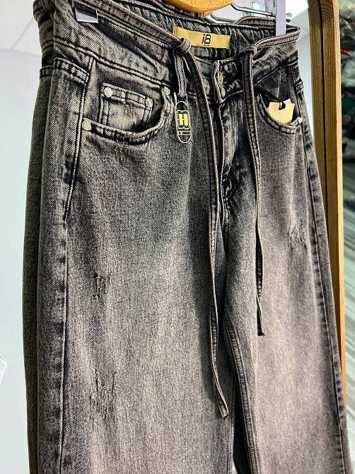 Джинси жіночі I8 52407 широкі Baggy банани з поясом мотузкою коричневі, коричневий, 27, 27, 74 см, 107 см Київ - фото 8