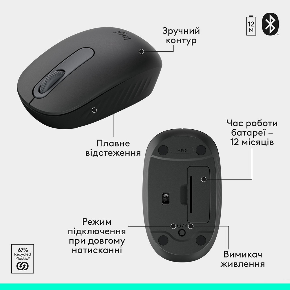 Комплект (клавіатура, миша) бездротовий Logitech MK250 Graphite (920-013823) ( Сірий ) Харків - фото 8