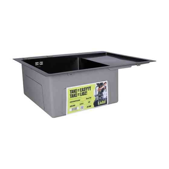 Мойка для кухни с нержавеющей стали интегрированная Lidz Handmade H6350BR Brushed Black PVD черная Киев