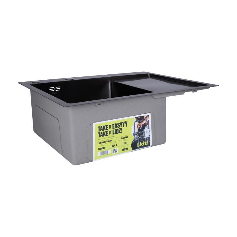 Мойка для кухни с нержавеющей стали интегрированная Lidz Handmade H6350BR Brushed Black PVD черная Киев - изображение 5