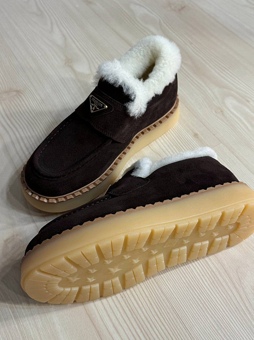 Черевики жіночі Hengji 69-6 лофери замшеві на хутрі коричневі, 37, 23,5 см Київ - фото 13