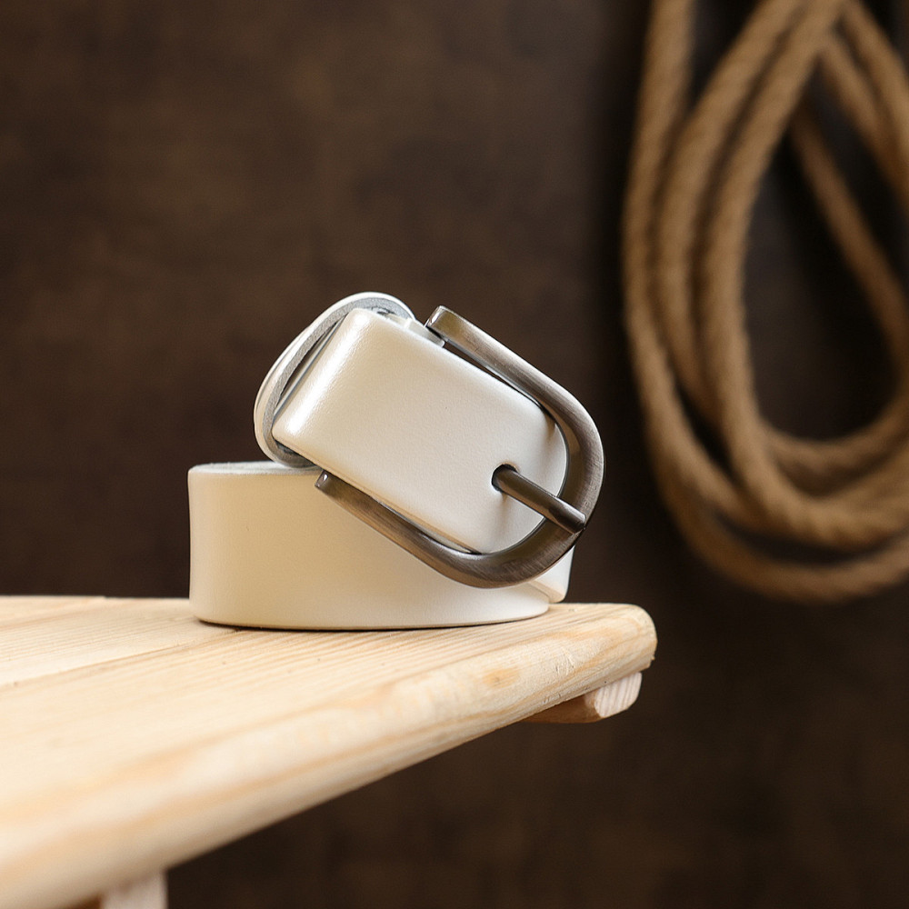 Сучасний гладкий жіночий ремінь Vintage 20788 Білий Київ - фото 10