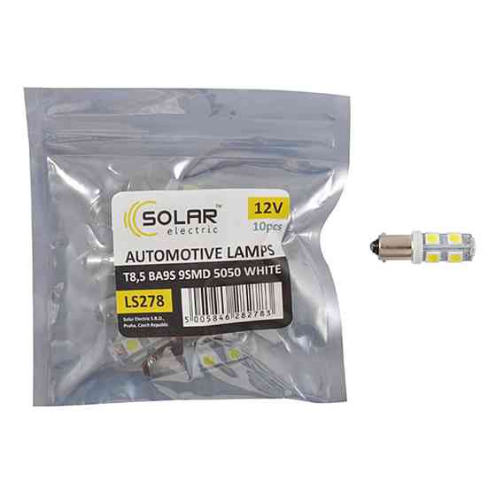 LED автолампа Solar 12V T8.5 BA9s 9SMD 5050, white 10шт Київ