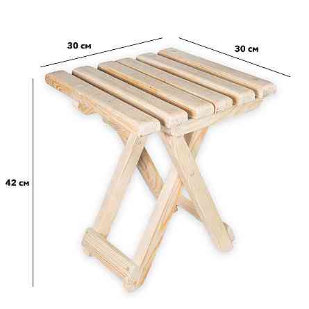 Дерев'яний компактний стіл і 2 табуретки з натурального дерева (ель), розкладний стіл і стільці для саду Кам'янець-Подільський