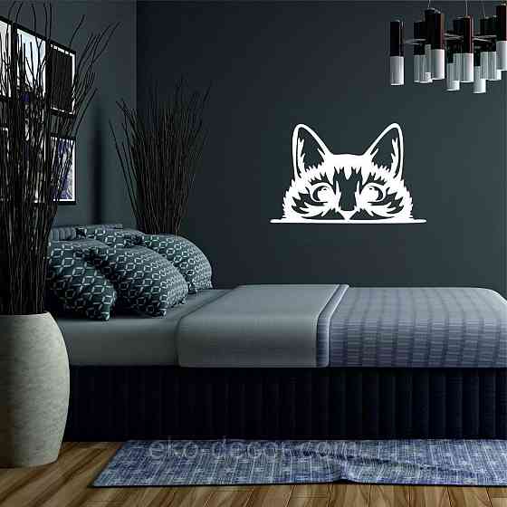 Декоративне настінне Панно «Кіт» Декор на стіну (1 шт/1 кіт) 110*70 см, Білий Київ