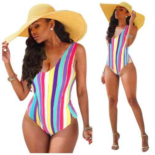 Купальник суцільний у смужку без підкладки та поролона XL різнобарвний Київ